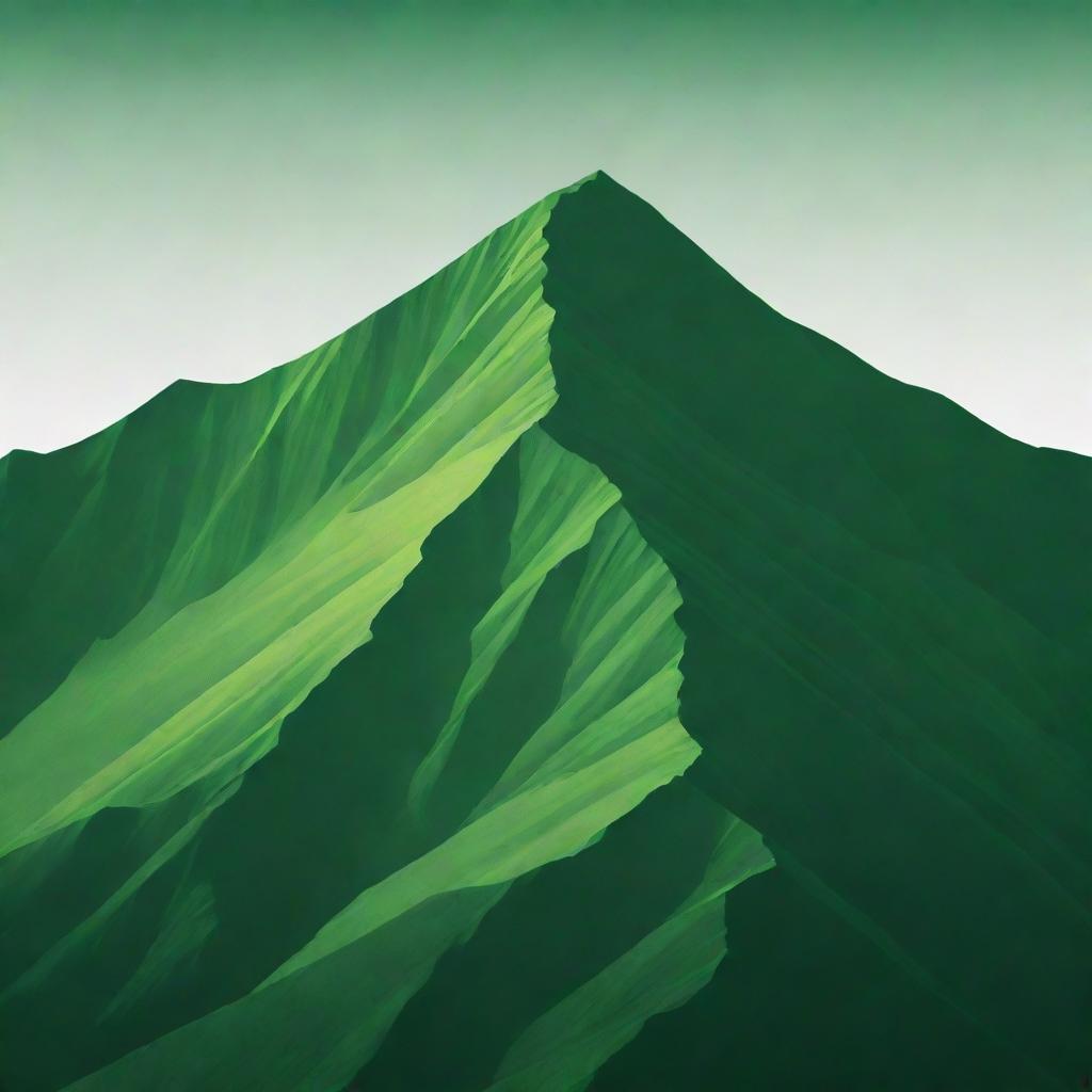 An artistic rendering of a vibrant green mountain, incorporating PNG-style transparency