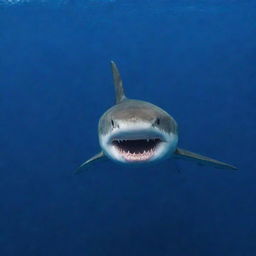 A unique image of a long-haired shark, a creature of imagination, swimming freely in the vibrant underwaters of the Red Sea.