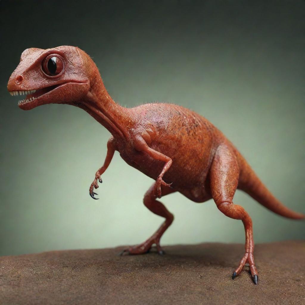 A unique creature born from the combination of ant and dinosaur genetics resulting in a miniaturized dinosaur with ant-like features.