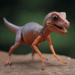 A unique creature born from the combination of ant and dinosaur genetics resulting in a miniaturized dinosaur with ant-like features.