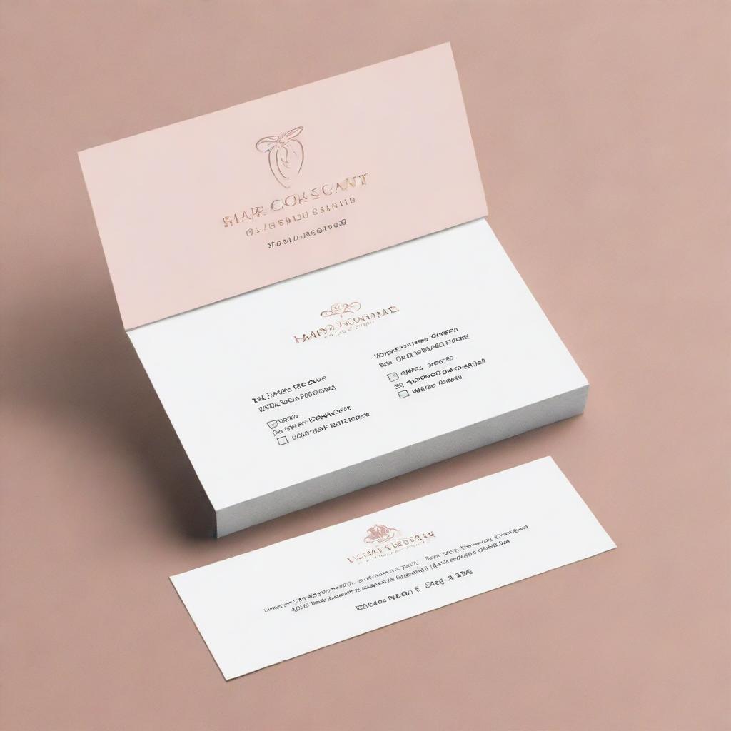 Create the design for a hair consultant service business card, featuring elegant and professional elements. Replace the phone number with a placeholder.