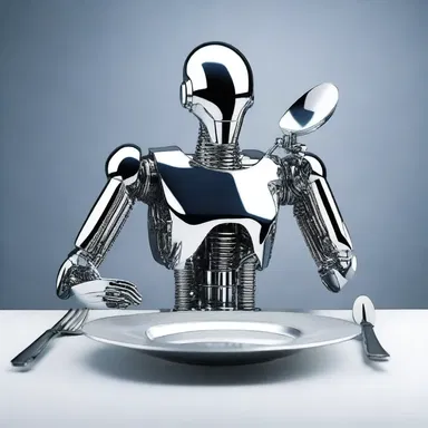 In the futuristic world of robots, humans used silverware to eat their intergalactic meals.