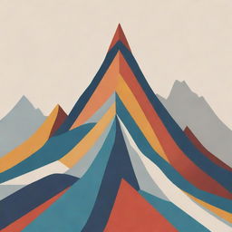 Artistic representation of a mountain peak with various abstract elements