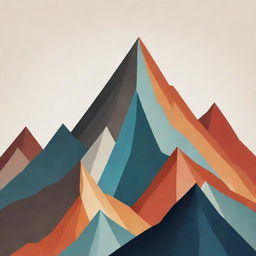 Artistic representation of a mountain peak with various abstract elements