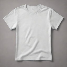 A realistic mock-up of a blank t-shirt. The t-shirt should be positioned flat, in a neutral color with a high amount of details, allowing for easy application of potentially any design.