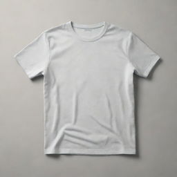 A realistic mock-up of a blank t-shirt. The t-shirt should be positioned flat, in a neutral color with a high amount of details, allowing for easy application of potentially any design.