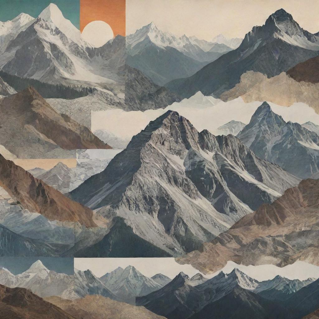 Artistic collage featuring a Mountain theme