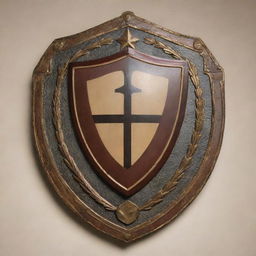 An intricately designed shield featuring an empty football emblem, adorned with art-deco style decorations.