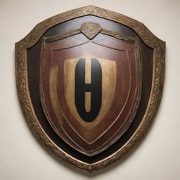 An intricately designed shield featuring an empty football emblem, adorned with art-deco style decorations.