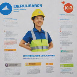 A monthly K3 (Occupational Health and Safety) poster for PT PLN (Indonesia's state electricity company), featuring their logo, safety guidelines, and inspirational messages in Bahasa Indonesia.