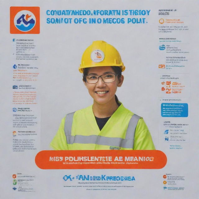 A monthly K3 (Occupational Health and Safety) poster for PT PLN (Indonesia's state electricity company), featuring their logo, safety guidelines, and inspirational messages in Bahasa Indonesia.