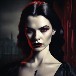 A high-quality digital art image presents a scene from a vampire horror movie