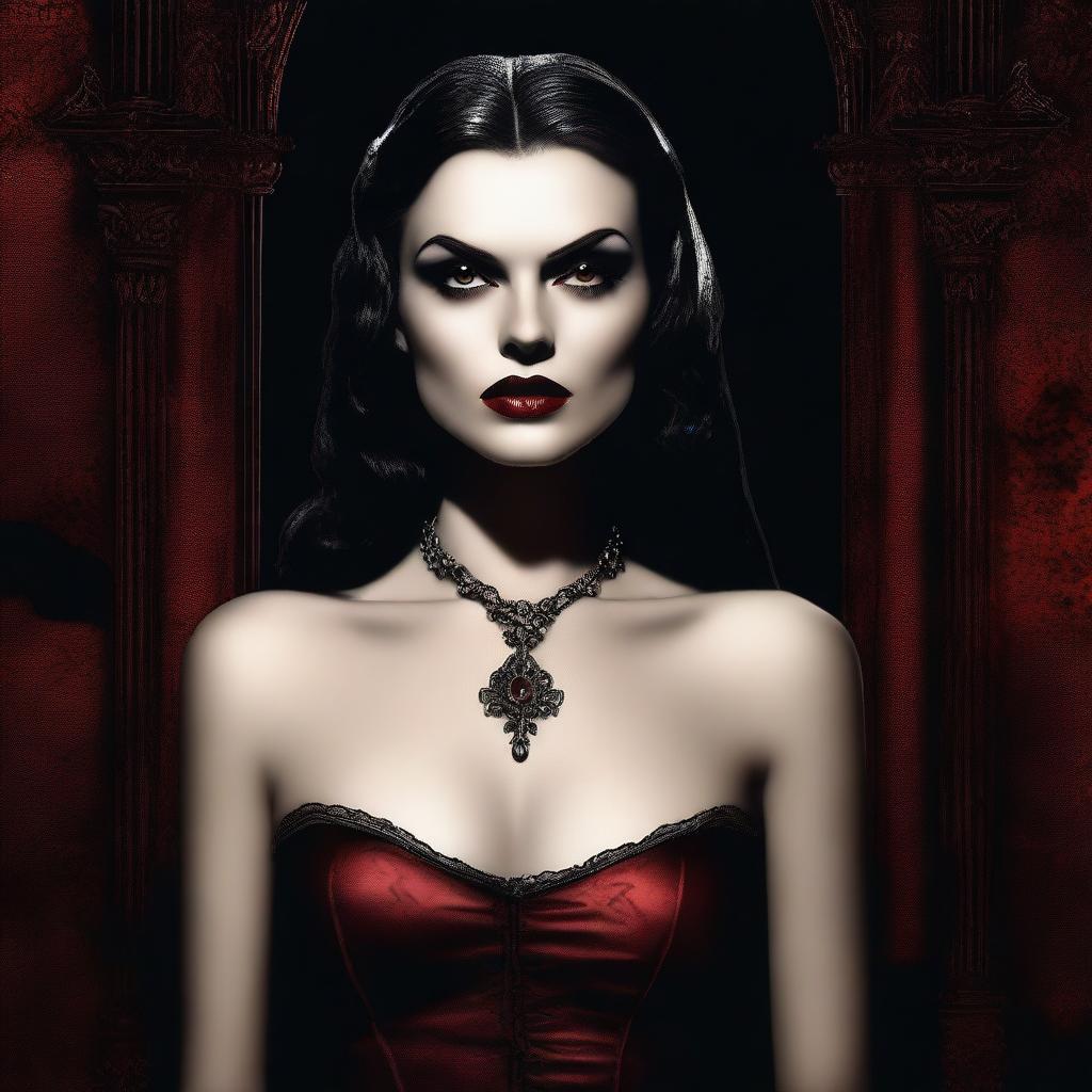 This high-quality digital art image depicts a scene from a vampire horror movie