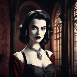 This high-quality digital art image depicts a scene from a vampire horror movie