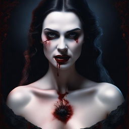 This is a high-quality digital art image that portrays a scene from a vampire horror movie