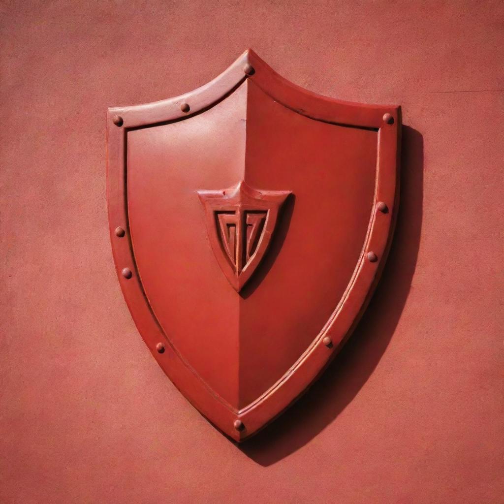 A wall shield symbol in a strikingly vibrant shade of red.