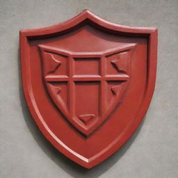 A wall shield symbol in a strikingly vibrant shade of red.