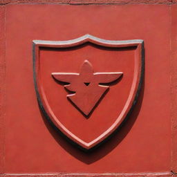 A wall shield symbol in a strikingly vibrant shade of red.