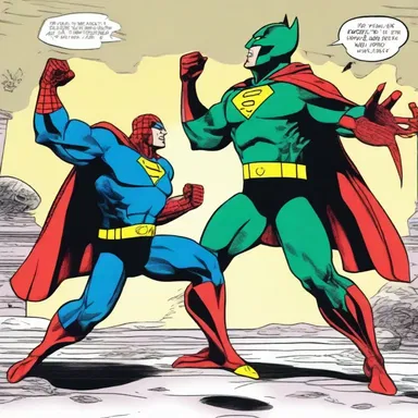 The superhero's defeat of the supervillain in their epic battle was a coup in the comic book.