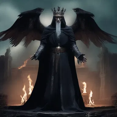 In the land of mythical creatures, the dark sorcerer planned a coup to overthrow the rightful king.