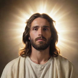 Classical depiction of Jesus, with a radiant halo surrounded by soft, ethereal light