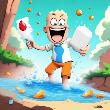 In the cartoon, the character dropped a tablet into water, causing the hydrolysis of the compound and a hilarious explosion.
