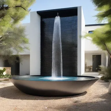 The modern-style house featured a unique water fountain that demonstrated the process of hydrolysis by separating compounds and creating a stunning visual effect.