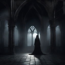 This is a high-quality digital art image featuring a dark, gothic background