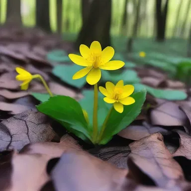 In the dark and eerie forest, the lesser celandine stretched its yellow petals, luring unsuspecting victims to their doom.