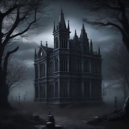 This is a high-quality digital art image that depicts a gothic, highly detailed background