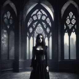 This high-quality digital art image presents a highly detailed gothic background, creating a somber and mysterious atmosphere