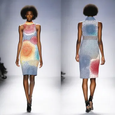The designer showcased a unique collection of clothing inspired by spirograms, incorporating intricate breathing patterns into the fabric patterns.