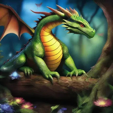 In the magical world of dragons and fairies, the enchanted forest would come alive as creatures of the night go to sleep.