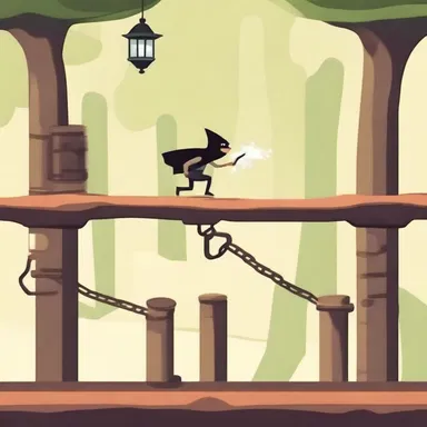 The clever character set up a series of obstacles to impede the thief's progress.