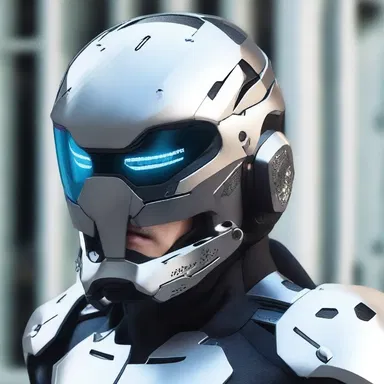 The futuristic warrior's heaume was equipped with advanced technology, providing enhanced protection and visibility.