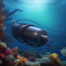 A high-quality digital art image showcasing a submarine cable