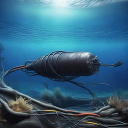 A high-quality digital art image showcasing a submarine cable