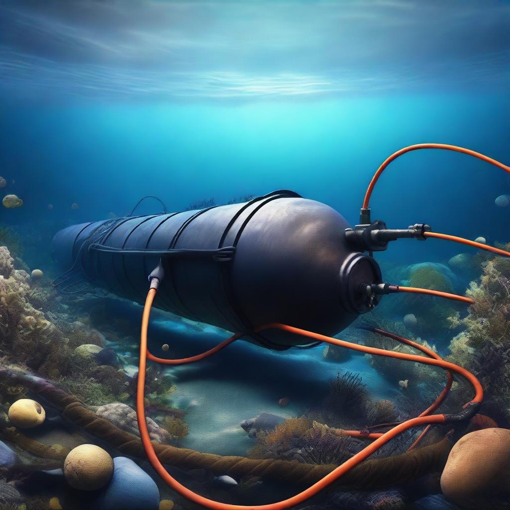 A high-quality digital art image showcasing a submarine cable