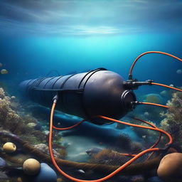 A high-quality digital art image showcasing a submarine cable