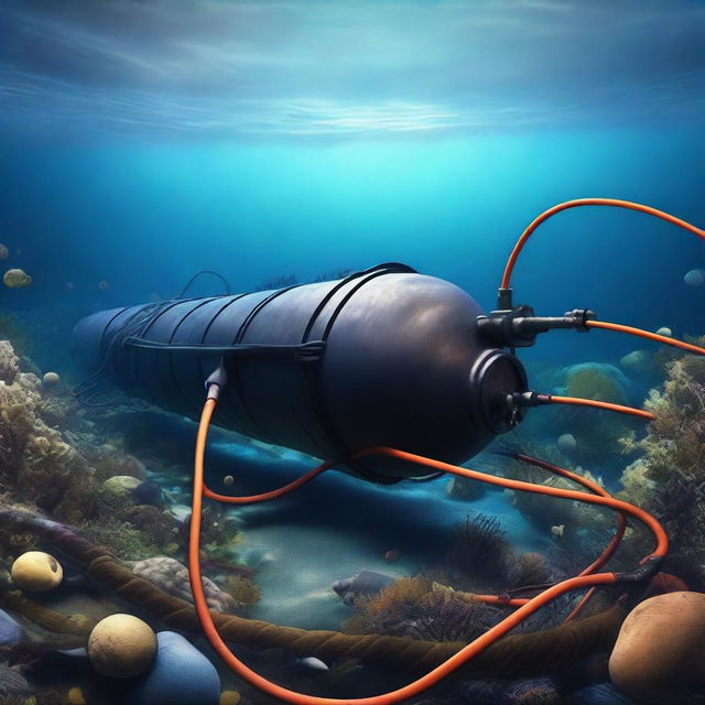 A high-quality digital art image showcasing a submarine cable