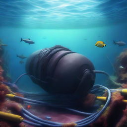 A high-quality digital art image showcasing a submarine cable