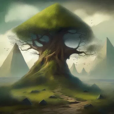 The narrator described the mystical land as a place where trees grew in the shape of obtuse triangles in the fantasy literature.