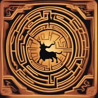 According to Greek mythology, the haunted maze was guarded by a minotaur who dwelled in the center of an ancient obtuse triangle.