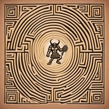 According to Greek mythology, the haunted maze was guarded by a minotaur who dwelled in the center of an ancient obtuse triangle.