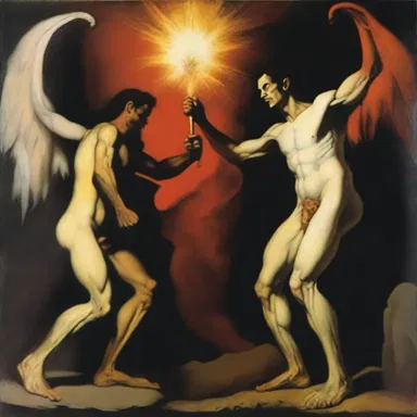 The artist's painting was a perfect representation of the ideological struggle between good and evil.