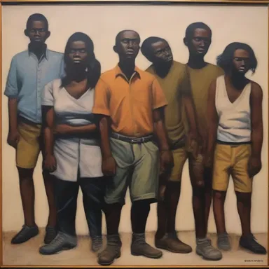 The painting reflects the artist's ideological perspective on society, portraying the struggles and injustices faced by marginalized individuals.