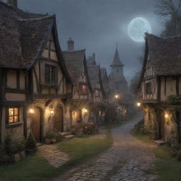 A quaint village having strange occurrences due to the mischief of a mysterious witch, leading to both magical and surreal happenings around the ambient.