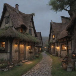 A quaint village having strange occurrences due to the mischief of a mysterious witch, leading to both magical and surreal happenings around the ambient.