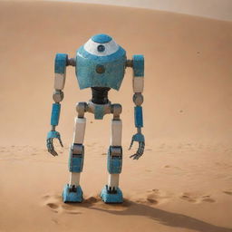 A Jaeger robot designed with inspiration from Tunisia, featuring elements from North African architecture, the sands of Sahara, and the azure coastline of the Mediterranean Sea.