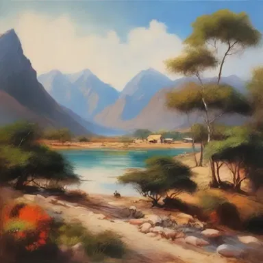 The artist showcased a series of intercontinental landscapes, capturing the diverse beauty of different continents in his paintings.